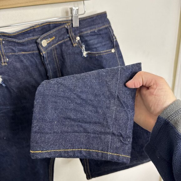 SoSo Selvage Mens 34X32 Dark Blue Denim Jeans Button Fly Skinny Leg Japan - Picture 11 of 13